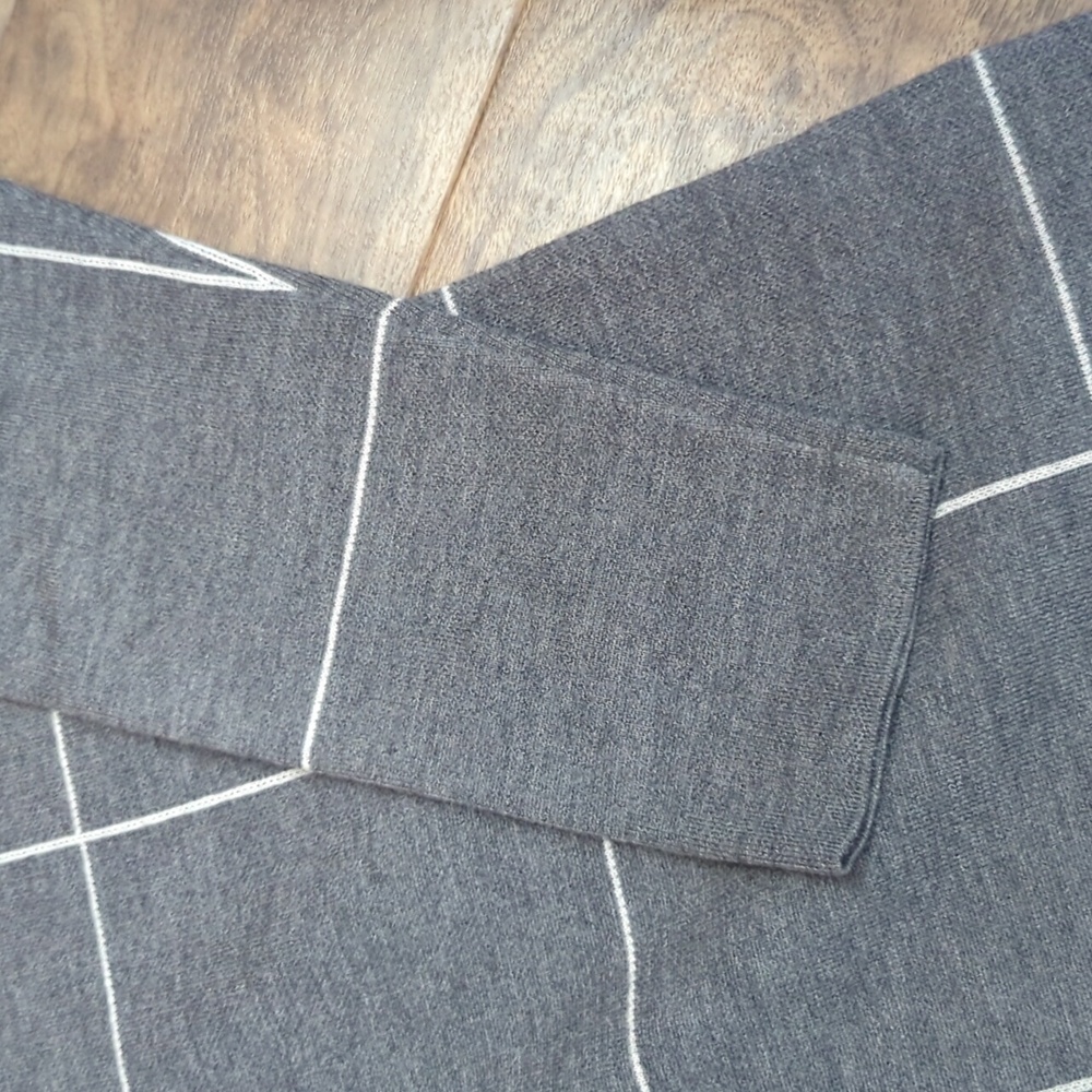 Eileen Fisher Merino Wool Windowpane Zip Cardigan Sweater - Picture 6 of 9